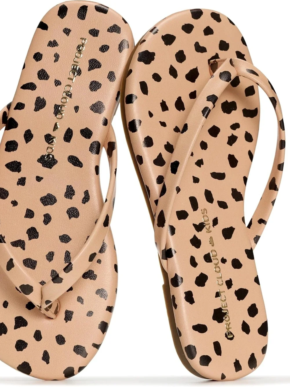 Kids' Leopard Print Flip Flop Sandals - Beige/Black